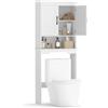 LIFEZEAL Mobile alto WC / lavatrice - Mobile da bagno con 2 ante e ripiano regolabile, armadio da bagno indipendente (bianco)