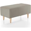 Deshome Pouf poggiapiedi rettangolare 90x45 cm stoffa Idrorepellente: Pouf divano soggiorno, salotto, camera da letto, Pouffe salotto Olimpia Tortora Piedino legno naturale