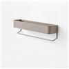 AQA DESIGN accessori casa mensola poggetti, completamente realizzato in metallo verniciato grigio chiaro opaco, salvaspazio, montaggio a muro - Grigio chiaro - 35x8x10 cm