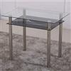 Euro Tische Tavolo da pranzo 90 x 60 cm, in vetro trasparente con ripiano, cromato