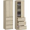 KUBUTKU Armadio multiuso con 3 cassetti, 3 scomparti e ante, armadio per la casa, armadio per vestiti, armadio per ufficio 180,5x50x40 cm (Sonoma)
