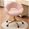 SUPPNEED Sedia da scrivania, sedia girevole da ufficio, gambe dorate, con ruote, per camera da letto, casa, ufficio (tessuto orsacchiotto, rosa)