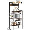 KOMFOTTEU Scaffale da cucina a 4 livelli con presa, in legno e metallo, 59 x 34 x 136 cm, supporto per forno a microonde, scaffale indipendente multifunzione per cucina sala da pranzo