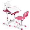 LIFEZEAL Set Scrivania e Sedia per Bambini 3+Anni, Altezza Regolabile, con Cassetto, Lampada, Leggio Libri, Piano Inclianbile, Banco Scuola, Tavolo da Studio, Sedia con Schienale, Cameretta (rosa)