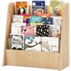 GYMAX Libreria per Bambini in Legno a 4 Ripiani, Scaffale per Libri con Ripiani Profondi, Espositore per Libri, per Cameretta dei Ragazzi, Soggiorno, Asilo Nido, 57,5 x 26,5 x 59 cm (Naturale)
