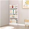 MoubhjdPorta Dietro Il Portariviste, 3/4/5 Ripiani Contro Il Muro Libreria in Legno Ultra Sottile, Design Scanalato, Legno di Pino Naturale, per Spazi Stretti al Chiuso(Size：60x10x120cm)