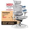 FLEXISPOT ErgoX Pro Sedia da Ufficio Ergonomica con Poggiapiedi, Regolazione Altezza a 12 Livelli, Braccioli 7D, Supporto Lombare 5D, Poggiatesta 4D, Portata 250 kg e Seduta in Rete - Grigio