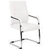 CLP Sedia da pranzo ergonomica Hobart, cantilever con braccioli imbottiti, struttura in metallo stabile, sedia da conferenza moderna, Colore:bianco, Materiale:Ecopelle