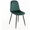 Cribel SEDIA NEW LENA Velluto Verde/Gambe Nere | Set 4 Sedie da Pranzo con Impunture a Rombi | Design Moderno ed Elegante per Cucina, Soggiorno e Sala da Pranzo