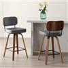 Bekrvio Set di 2 sgabelli da bar girevoli, altezza seduta 65 cm, con schienale, rivestimento in PU e 4 gambe in legno di noce, sedia da banco in stile Mid-Century con poggiapiedi in metallo, sedia da