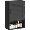 HOMCOM Armadietto Bagno a Parete, Mobile Pensile con Ripiano Regolabile, Mobiletto Multiuso per Bagno e Corridoio, 40x20x60 cm, Nero