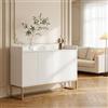 Julyue Credenza per soggiorno, cassettiera bianca con 4 ante, armadietto da cucina, moderna credenza per corridoio, soggiorno, cucina (bianco)