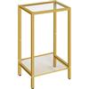 HOOBRO Tavolino Alto, Tavolino Porta Telefono in Stile Industriale, con Ripiano in Rete Regolabile, Comodino Porta Lampada, per Studio Ufficio Corridoio Soggiorno, Dorato EGD03DH01
