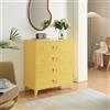 [en.casa] Cassettiera in Acciaio Comò con 4 Cassetti Organizzatore da Ufficio Soggiorno Mobile Contenitore per Archivio 92 x 80 x 40 cm - Giallo