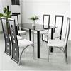 LANTUS Set 8 Sedie da Pranzo Moderne in Similpelle con Shienale Alta,Sedie da Cucina Ecopelle Moderne,Sedie Sala da Pranzo PU Similpelle Moderne,Sedie Schienale Alto,Bianco+Nero-8PC