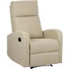 Totò Piccinni Poltrona Relax Reclinabile EUREKA, Manuale con Maniglia Laterale, Struttura in Legno, Imbottita ed Ergonomica, Ideale per Anziani e Soggiorno (Tessuto Beige New)