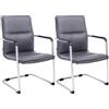CLP Set di 2 sedie a sbalzo con braccioli Seattle, sedie da Pranzo Moderne rivestite in Similpelle, Telaio Cromato, Colore:Grigio