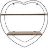 Generico Aurora Store Mensola Sospesa a Forma di Cuore in Metallo e Legno MDF su 2 Ripiani 44x10x44 Cm Portata 10 Kg