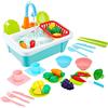 deAO Lavandino Giocattolo con Acqua Reale | Set Cucina Pentoline Giocattolo con Funzione Rubinetto Accessori Completati Per Bambini dai 3 Anni | 28 Pezzi