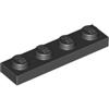 LEGO Bricks 3710 City - Piastre a 1 x 4 Pin, 25 Pezzi, Colore: Nero