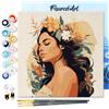Figured'Art Mini Dipingere con i Numeri 20x20cm con Telaio - Paint by Numbers Donna con fascia floreale Passatempo per Adulti, Kit Completo, Hobby Creativi - Quadri fai da te Tela Già Incorniciata