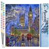 Figured'Art Dipingere con i Numeri - Paint by Numbers Londra Nel Crepuscolo, Passatempo per Adulti, Kit Completo, Hobby Creativi - Quadri fai da te 40x50cm senza cornice