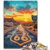 ZKYUBEK Puzzle per adolescenti 1000 giocattoli per l'intrattenimento familiare sulla Route 66 con poster abbinato e foglio di quiz 50X75CM
