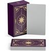 Metaphoracle Create Your Own Oracle Cards - Tarocchi vuoti fai da te - Mazzo di 80 carte Oracle vuote con design celeste in lamina d'oro - Dimensioni standard dei tarocchi 12,1 x 7 cm (viola)