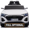 Mondial Toys Auto Elettrica per Bambini Audi SQ8 e-tron Sportback Macchina con Licenza Ufficiale 12V Due Potenti Motori Telecomando Cintura di Sicurezza 5 Punti Porte Apribili Luci LED Musica MP3 (Bianco)