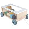 Janod - Carrello Cubetti in Legno - Collezione Sweet Cocoon - Giocattolo Didattico e Prima Infanzia Dipinto Ad Acqua - Giocattolo da Trascinare - Imparare a Camminare - A Partire da 18 Mesi, J04407