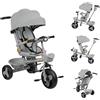Kedia Triciclo multifunzione per bambini, triciclo con asta di spinta regolabile, sistema di sterzo, passeggino, triciclo con ombrellone, sedile regolabile (grigio-A)