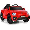 COSTWAY 12V Volkswagen Macchina Elettrica per Bambini, Auto Elettrica con Telecomando Luci Musica Doppia Porta, 5km/h Carico 30kg, per Bambini 3-8 Anni (Rosso)