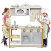 LARS360 Cucina per bambini in legno con microonde, forno, lavello, utensili e spezie - Sicuro, non tossico e facile da usare (68 x 26 x 78 cm), LARS-(ELC1061)-1
