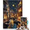 LKSDCBOT Puzzle da 1000 pezzi per adulti Bella notte a Venezia Fatto di carta，per e da 14 anni in su Gara di velocità a mano Regalo per i compleanni。misurare：26x38cm/10.24 x 14.96pollice