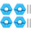 Baxnore Fuggi di Montaggio Esagonale da 5 mm con Dado con perni Accessorio per Auto RC in Lega di Alluminio Resistente per wltoys 1/14 144001 RC Auto 4 Hubs Dado 4 Pin Inclusi Blu