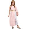 HULIJA Costume della dea Greca per Bambina Vestito di dea Greco Athena Toga con Corona Alloro Dorata Abito Greco Romano Halloween Rosa 13-14 anni