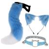 Baoblaze Set di Orecchie e Coda di Gatto Cosplay Fascia per Capelli da Gatto per Giochi di Ruolo Travestimento Halloween, Blu Bianco