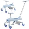 RELAX4LIFE Auto a Spinta per Bambini 2-in-1, Giocattolo Scorrevole con Luci LED e Cestino, Poggiapiedi Pieghevoli, Auto a Spinta a Tema Aereo con Maniglie Regolabili (BLU)