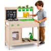 COSTWAY Cucina Giocattolo in Legno Massello, Cucina da Gioco con Rubinetto e Fioriera Removibile, Gioco Imitazione Fango e Giardinaggio all'Aperto, per Bambini 3+ Anni, 73 x 36 x 92 cm