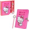 Hello Kitty Diario Segreto Bambina e Penna Biro Kuromi Diario con Lucchetto e Penna a Sfera Quaderni a Righe Set Cancelleria Ufficio Scuola (Rosa)