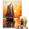 AITEXI puzzle 1000 pezzi per adulti Paesaggio al tramonto in barca a vela Assemblaggio del modello Giocattoli per la decorazione della casa 38x26cm