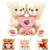 GOUFEISUN Orsacchiotto Abbracciato Personalizzato Con Cuore, Personalizzato Hugging Teddy Bear Con Testo E Foto 2 Pezzi Regalo Per La Festa Degli Innamorati Per Lui E Lei Per Compleanno O Data, 20cm