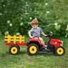 GYMAX Trattore Elettrico per Bambini con Telecomando, Giocattolo Cavalcabile con Funzione di Luce, Musica e Bluetooth, 6 Ruote Antiscivolo, 136 x 51 x 52 cm (Rosso)