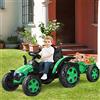 RELAX4LIFE 2 in 1 Trattore Elettrico con Rimorchio Rimovibile/Go Kart Elettrico, con Telecomando e Cinture a 2 Punti, Musica, Luci, Allarme, Carico di 30 kg,Per Bambini 3-8 Anni,151x68x70 m (Verde)