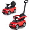 RELAX4LIFE 3-in-1 Auto a Spinta/Passeggino per Bambini/Carrozzina Scorrevole con Maniglione Rimovibile e Pedana Retrattile, Barra di Scorrimento e Portaoggetti Nascosto, 1-3 Anni (ROSSO)