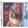 Figured'Art Dipingere con i Numeri - Paint by Numbers Gatto fra i fiori, Passatempo per Adulti, Kit Completo, Hobby Creativi - Quadri fai da te 40x50cm senza cornice