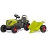 Rolly Toys RollyKid CLAAS AXOS 240 - Trattore a pedale con rimorchio (per bambini da 2,5 a 5 anni, tensione della catena regolabile, attacco posteriore) 015047, verde