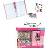 ODS - Barbie, Fashion Set Diario e Gioielli, 1 Mini Diario Scuola con Penna Glitterata e Ciondoli per Creare Braccialetti, Età Consigliata +5 Anni