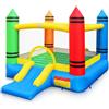 COSTWAY Castello Gonfiabile per Bambini, Casa Gonfiabile con Salto e Scivolo, Borsa di Trasporto e Kit di Riparazione, per 2 Bambini 3-12 Anni, Adatto per Esterno e Interno