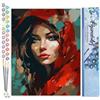 Figured'Art Dipingere con i Numeri - Paint by Numbers Donna con Sciarpa Rossa, Passatempo per Adulti, Kit Completo, Hobby Creativi - Quadri fai da te 40x50cm senza cornice